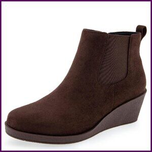 Wedge Ankle Boots with Zipper Closure, Memory Foam, 2.25" Heel